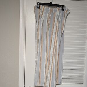 Skies Are Blue Striped Gray and Tan Wide Leg Pants